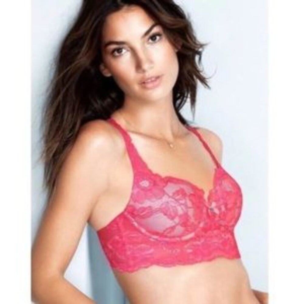Victoria's Secret Pink Lace Body by Victoria Lined Demi Double Bra 32B